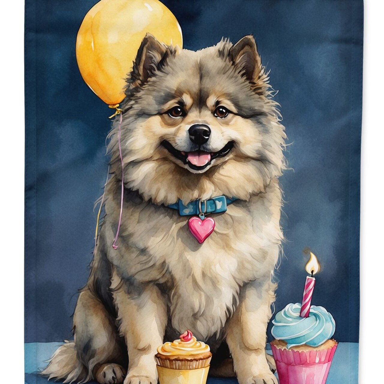 Edge Collections - 11.25" X 15.50" - Multicolor - Keeshond Birthday Flag - 1 Piece